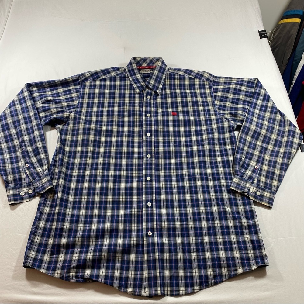 Cinch Mens Shirt Large Button Down Plaid long sleeve Shirt Western Cotton Rodeo